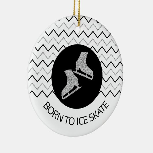 Afbeelding schaatsen ornament - Zwart zilver (vrou (Rechts)