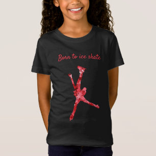Afbeelding schaatsen T-Shirt - Girl Red Stars
