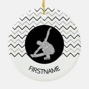 Afbeelding schaatsen - Zwart zilver (mannelijk) Keramisch Ornament