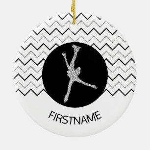 Afbeelding schaatsen - Zwart zilver (vrouw) Keramisch Ornament