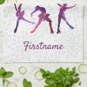 Afbeelding schaatser Roze Paarse ster - ijsdoek Theedoek (Gevouwen)