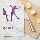 Afbeelding schaatser Roze Paarse ster - ijsdoek Theedoek (Quarter Fold)