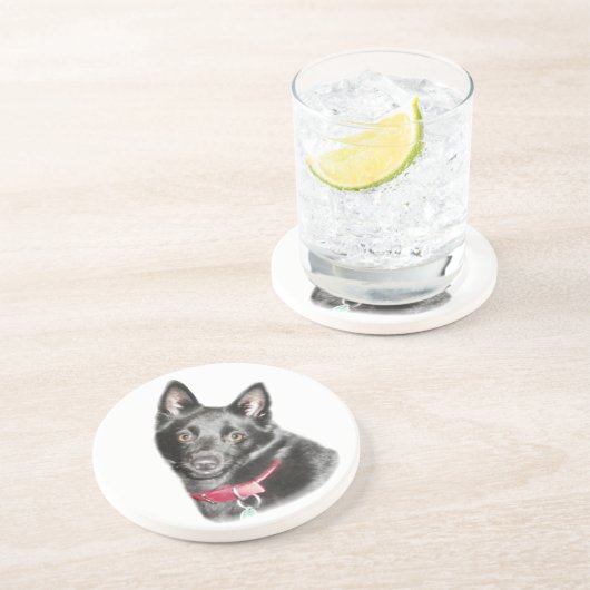 Afbeelding Schipperke Zandsteen Onderzetter (Zijkant)