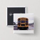 Afbeelding schoolbus vierkante button 5,1 cm (Voorkant /achterkant)