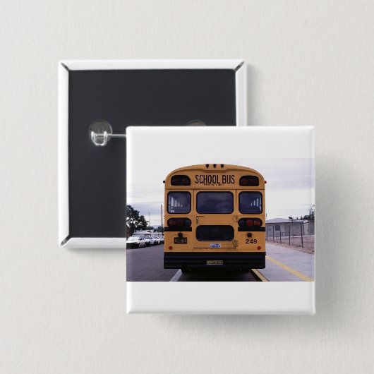 Afbeelding schoolbus vierkante button 5,1 cm (Voorkant /achterkant)