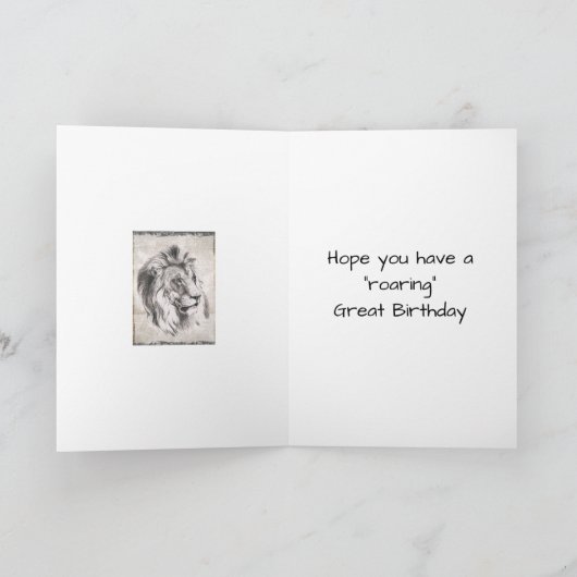 Afbeelding Sepia Lion Happy Birthday Kaart (Binnen)