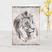 Afbeelding Sepia Lion Happy Birthday Kaart (Gele Bloem)