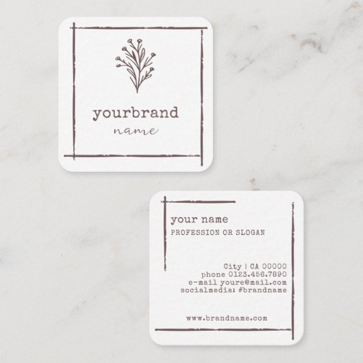 Afbeelding Sjabloon Rustieke Bloemen Boeket Bloem Vierkante Visitekaartje (Voorkant / Achterkant)