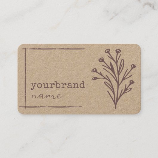 Afbeelding Sjabloon Rustieke Bloemen Kraft papier Visitekaartje (Voorkant)