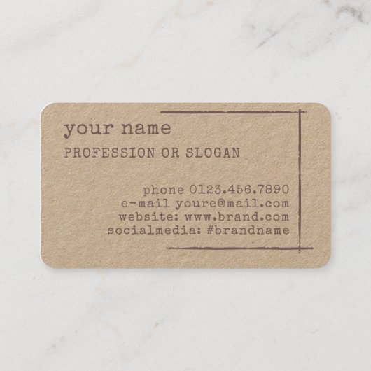 Afbeelding Sjabloon Rustieke Bloemen Kraft papier Visitekaartje (Achterkant)