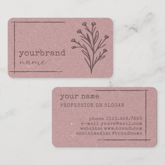 Afbeelding Sjabloon Rustieke Bloemen Kraft papier Visitekaartje (Voorkant / Achterkant)