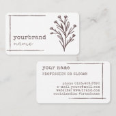 Afbeelding Sjabloon Rustieke Bloemen Plain White Visitekaartje (Voorkant / Achterkant)