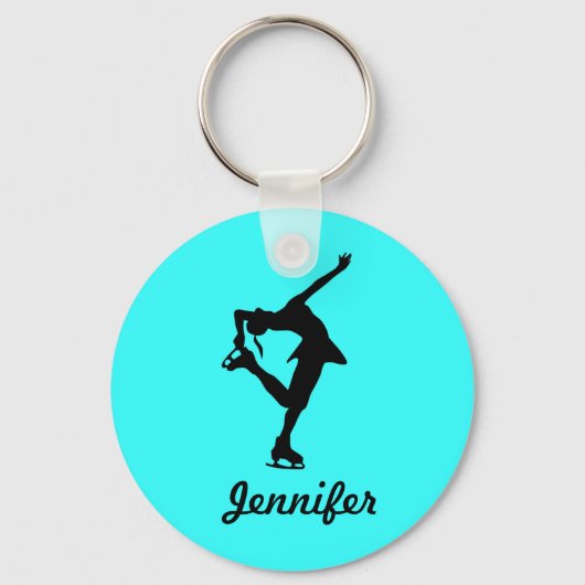 Afbeelding Skater Girl & Name Sleutelhanger (Aqua) (Voorkant)