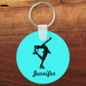 Afbeelding Skater Girl & Name Sleutelhanger (Aqua) (Voorkant)