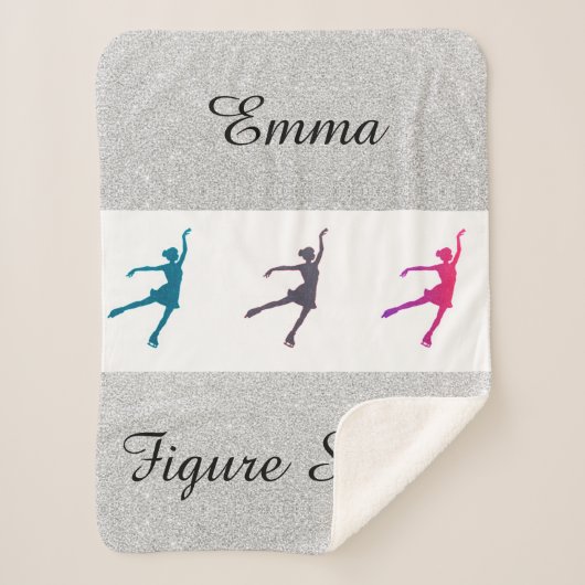 Afbeelding Skater/Ice Skating Glitter Sherpa Blank Sherpa Deken (Voorkant)