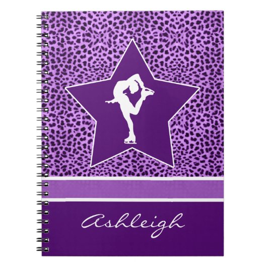 Afbeelding Skater met Paarse Cheetah Print en Mono Notitieboek (Voorkant)