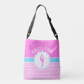 Afbeelding Skater roze strepen met Baby Blue Crossbody Tas (Achterkant)