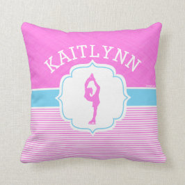 Afbeelding Skater roze strepen met Baby Blue Kussen