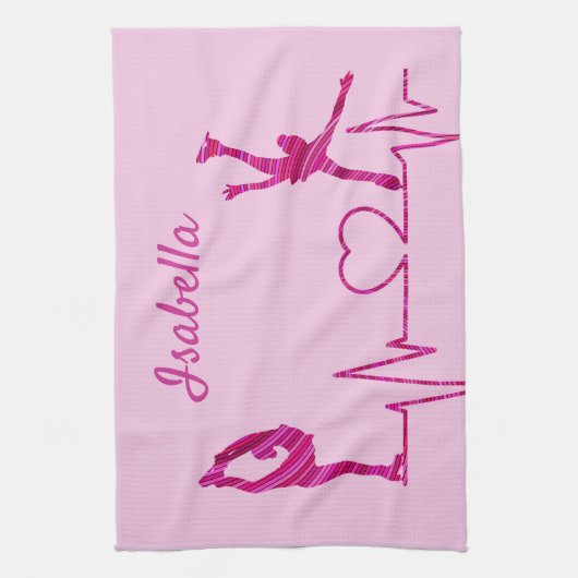 Afbeelding Skater Towel blade, hartslag roze draai Theedoek (Verticaal)