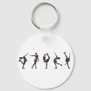 Afbeelding Skaters, roze, grijs patroon Sleutelhanger