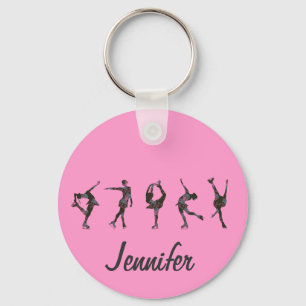 Afbeelding Skaters, roze, grijs personaliseren Sleutelhanger