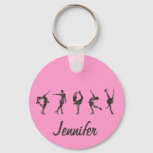 Afbeelding Skaters, roze, grijs personaliseren Sleutelhanger (Voorkant)