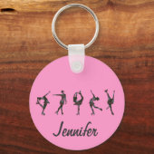 Afbeelding Skaters, roze, grijs personaliseren Sleutelhanger (Voorkant)