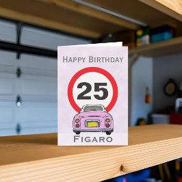 Afbeelding Snoep Roze figaro Auto Birthday Kaart