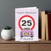 Afbeelding Snoep Roze figaro Auto Birthday Kaart