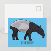 Afbeelding Tapir cartoon Briefkaart (Voorkant / Achterkant)