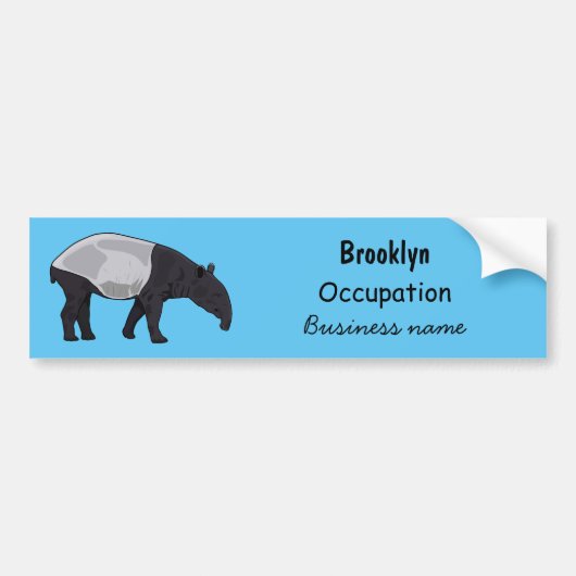 Afbeelding Tapir cartoon Bumpersticker (Voorkant)