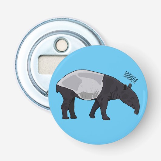 Afbeelding Tapir cartoon Button Flesopener (Voorkant)