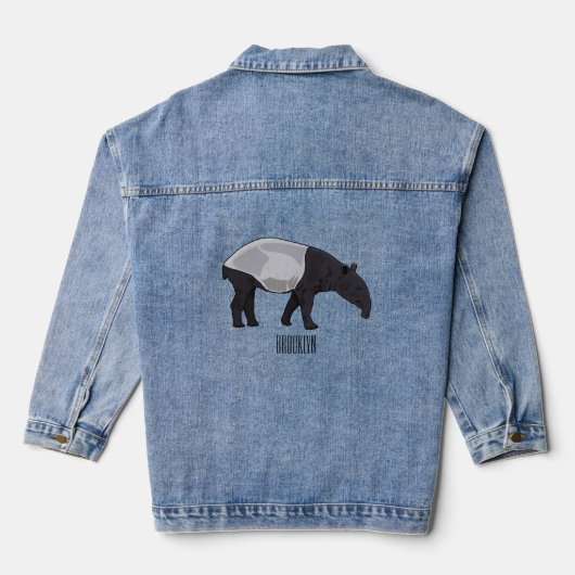 Afbeelding Tapir cartoon Denim Jacket (Achterkant)