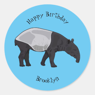 Afbeelding Tapir cartoon Ronde Sticker