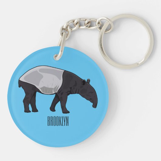 Afbeelding Tapir cartoon Sleutelhanger (Achterkant)