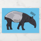 Afbeelding Tapir cartoon Voedselcontainer Etiket (Enkel label)