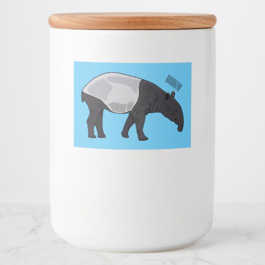 Afbeelding Tapir cartoon Voedselcontainer Etiket (Voorkant)