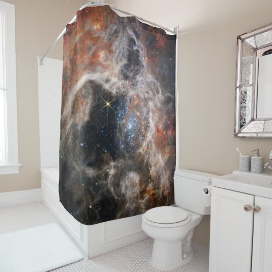 Afbeelding Tarantula Nebula van JWST Douchegordijn (In situ)
