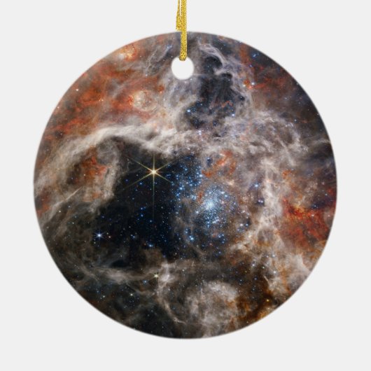 Afbeelding Tarantula Nebula van JWST Keramisch Ornament (Achterkant)