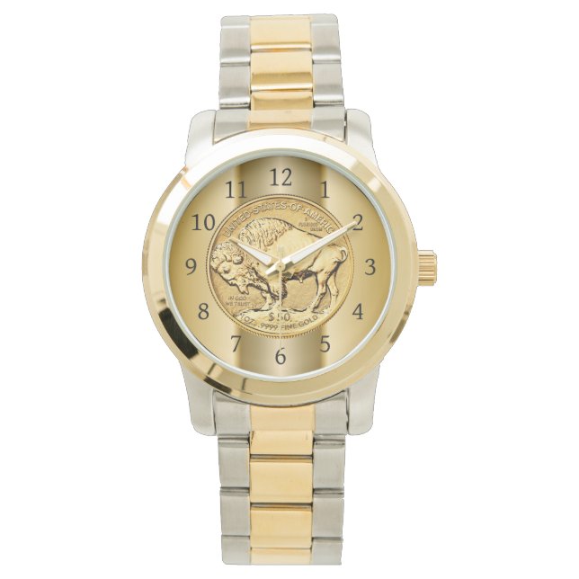 Afbeelding toont een Amerikaanse Buffalo Gold Proo Horloge (Voorkant)