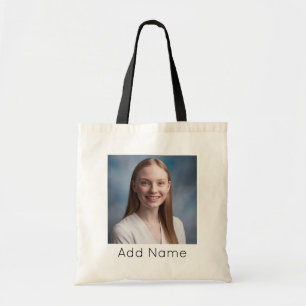 afbeelding uploaden Aangepaste foto en naam Gepers Tote Bag