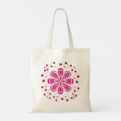 Afbeelding van Abstracte rode en witte bloemen met Tote Bag (Achterkant)