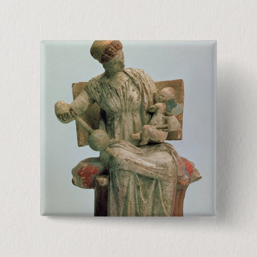Afbeelding van Aphrodite met Eros Vierkante Button 5,1 Cm (Voorkant)