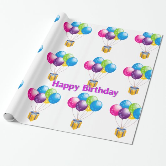Afbeelding van ballonnen voor het ompakken van pap cadeaupapier (Uitgerold)