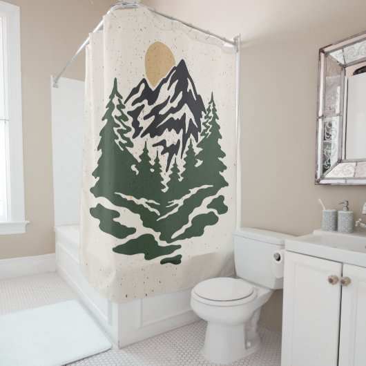  afbeelding van berglandschap douchegordijn (In situ)