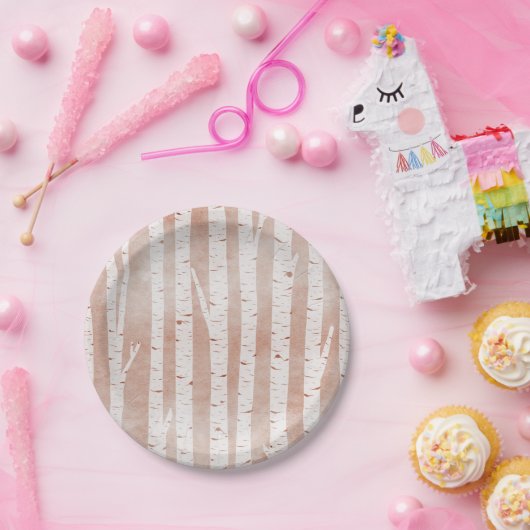 Afbeelding van Birch Trees Papieren Bordje (Feest)