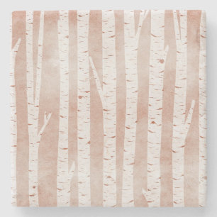 Afbeelding van Birch Trees Stenen Onderzetter