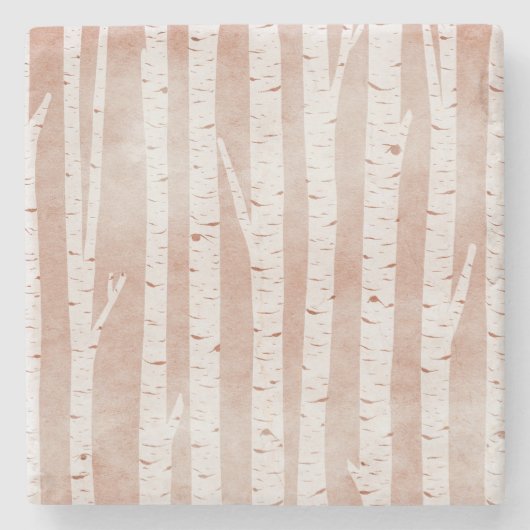 Afbeelding van Birch Trees Stenen Onderzetter (Voorkant)