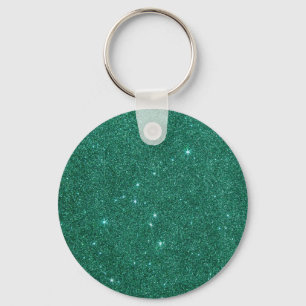 Afbeelding van blauwgroen glitter sleutelhanger