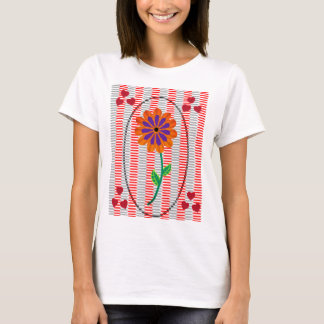 Afbeelding van Bloem en Harten op Abstracte achter T-shirt
